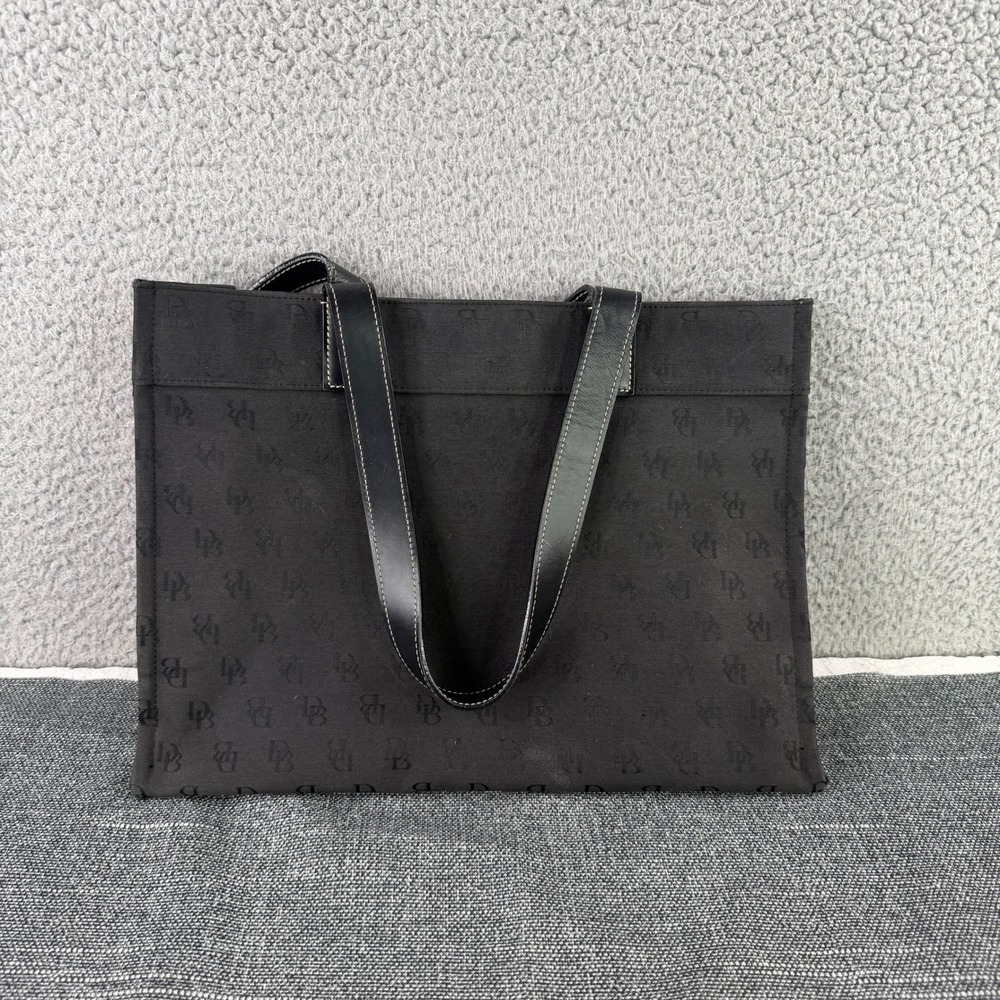 Dooney & Bourke Tote Bag Women Large Black Monogram Canvas Leather Trim
